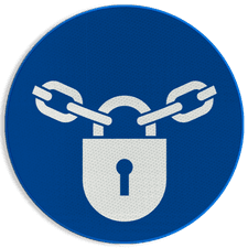 Reflecterende sticker of bord Pictogram M028 - Vergrendeling verplicht