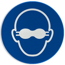Reflecterende sticker of bord Pictogram M007 - Ondoorschijnende oogbescherming verplicht