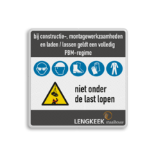 Vierkant Veiligheidsbord PBM met klant specifiek ontwerp