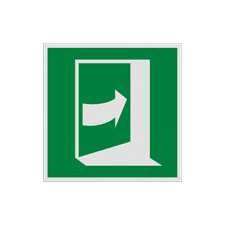 Reflecterende sticker of bord Pictogram E023 - Deur opent door rechts te drukken