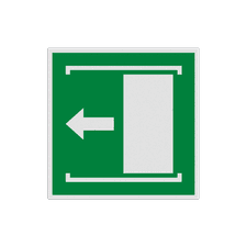 Reflecterende sticker of bord Pictogram E034 - Deur naar links schuiven om te openen