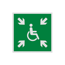 Reflecterende sticker of bord Pictogram E024 - Tijdelijke verzamelplaats voor evacuatie