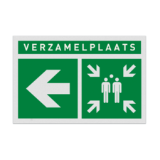 Veiligheidspictogram E007 - Verzamelplaats links - reflecterend