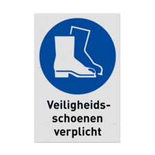 Veiligheidspictogram M008 - Veiligheidsschoenen verplicht met tekst - reflecterend