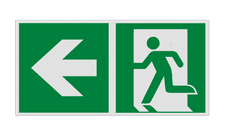 Pictogram E001 - Nooduitgang links met pijl