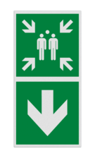 Panneau angulaire - E007 - Point de rassemblement vers le bas