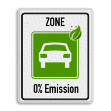 Verkeersbord begin zone ZERO Emissie - milieuzone