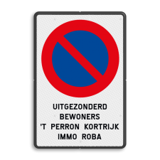 Verbodsbord België Parkeerverbod + tekst