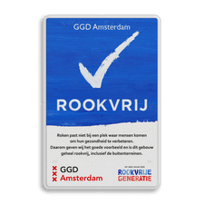 Informatiebord Rookvrij met logo GGD Amsterdam