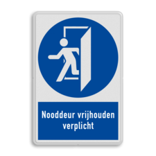 Veiligheidsbord MG30 met tekst Nooddeur vrijhouden verplicht