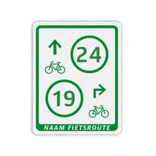 Fietsroutebord tracé met 2 verwijzingen