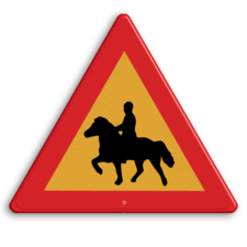 Zweeds verkeersbord Waarschuwing Overstekende paarden / ruiters