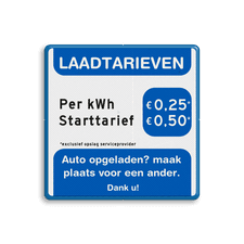 Verkeersbord Laadtarieven voor kosten elektrische auto's