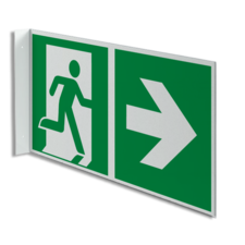 Haaks bord E002 - Nooduitgang rechts met pijl