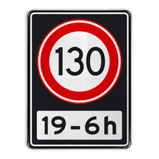 Verkeersbord RVV A01 130 OB201ps - Maximum snelheid 100 km/h