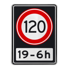 Verkeersbord RVV A01 120 OB201ps - Maximum snelheid 100 km/h