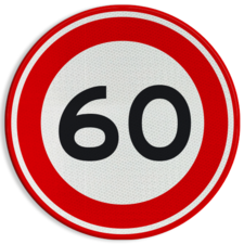 Verkeersbord RVV A01-060 - Maximum snelheid 60 km/h