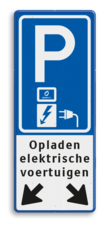 Verkeersbord parkeren elektrische voertuigen + pijlen - BE04f - Abel & Co