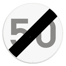 Verkeersbord SB250 C45 - Einde van de snelheidsbeperking opgelegd door het verkeersbord C43