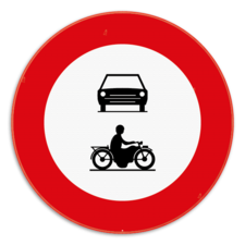 Panneau SB250 - C5 - C7 - Accès interdit aux conducteurs de véhicules à moteur à plus de deux roues et motocyclettes