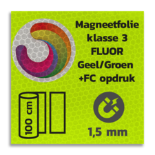 Magneetbord reflecterend FLUOR Geel/Groen klasse 3 geprint + full colour opdruk