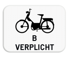 Verkeersbord SB250 M6 - Verplichting voor bromfietsen klasse B