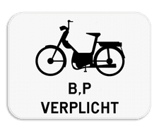 Verkeersbord SB250 M14 - Verplichting bromfietsen klasse B en voor speed pedelecs