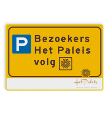 Omleidingsbord route tijdelijk parkeren met pictogram of pijl