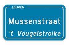 Straatnaambord België 4:2 + Stad/Gemeente met dialect