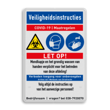 Veiligheidsbord - COVID-19 maatregelen met iconen - 01