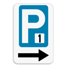 Panneau de stationnement avec numéro + flèche directionnelle
