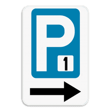 Parkeerbod Parking met nummer + Richtingspijl