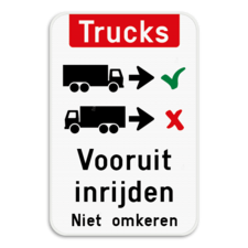 Informatiebord - Trucks vooruit inrijden