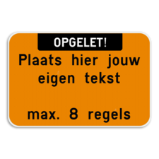 Tekstbord landscape met boventekst - wit/fluo oranje