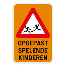 Verkeersbord Opgepast spelende kinderen