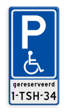 Verkeersbord RVV E06 parkeerplaats mindervaliden - met kenteken