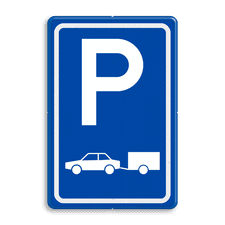 Verkeersbord E08 - Parkeerplaats auto's met aanhanger