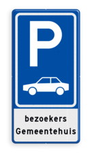 Verkeersbord RVV E08 + tekstregels - Parkeerplaats auto's