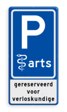 Verkeersbord RVV E08 arts + tekstregels