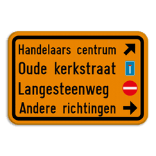 Verkeersbord SB250 F39 - 4 tekstblokken + pictogrammen