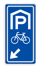 Parkeerroutebord E8f fietsen met pijl