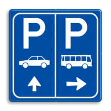 Parkeerbord E8+E8d auto en bus met pijl