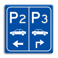 Parkeerbord E8 auto met nummer enpijl
