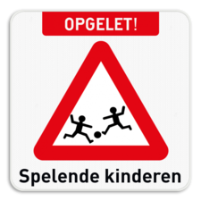 Informatiebord - Opgelet spelende kinderen