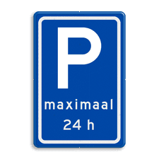 Verkeersbord RVV E08s - Parkeerplaats Bezoekers max 24h