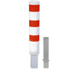 Poteau de protection Ø193x1000mm amovible avec serrure - blanc/rouge