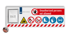 Veiligheidsbord 1540x520mm met posterframe in huisstijl