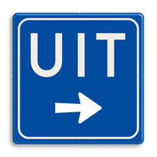 Verkeersbord uitgang + pijl - reflecterend