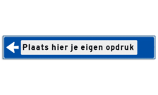 Verwijsbord object (blauw) - met tekst en pijl (zonder pictogrammen)