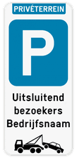 Parkeerbord enkel bezoekers + wegsleepregeling